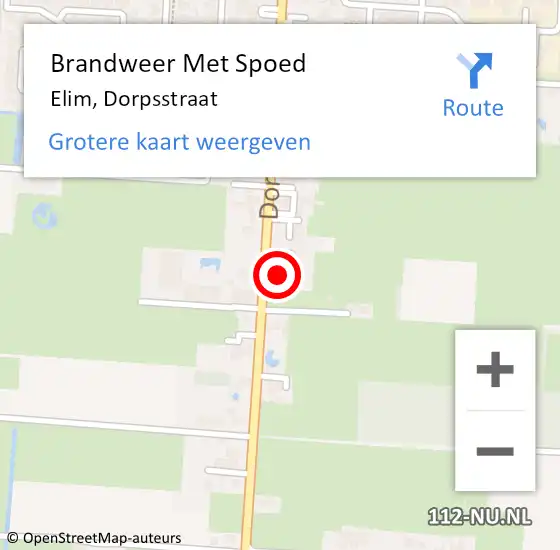 Locatie op kaart van de 112 melding: Brandweer Met Spoed Naar Elim, Dorpsstraat op 22 oktober 2014 10:17