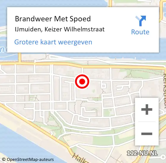 Locatie op kaart van de 112 melding: Brandweer Met Spoed Naar IJmuiden, Keizer Wilhelmstraat op 4 oktober 2024 18:45