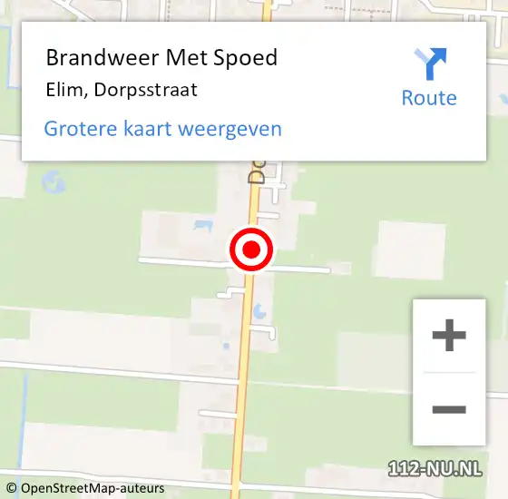 Locatie op kaart van de 112 melding: Brandweer Met Spoed Naar Elim, Dorpsstraat op 22 oktober 2014 10:19
