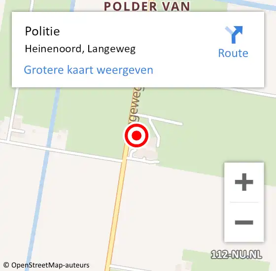 Locatie op kaart van de 112 melding: Politie Heinenoord, Langeweg op 4 oktober 2024 18:59