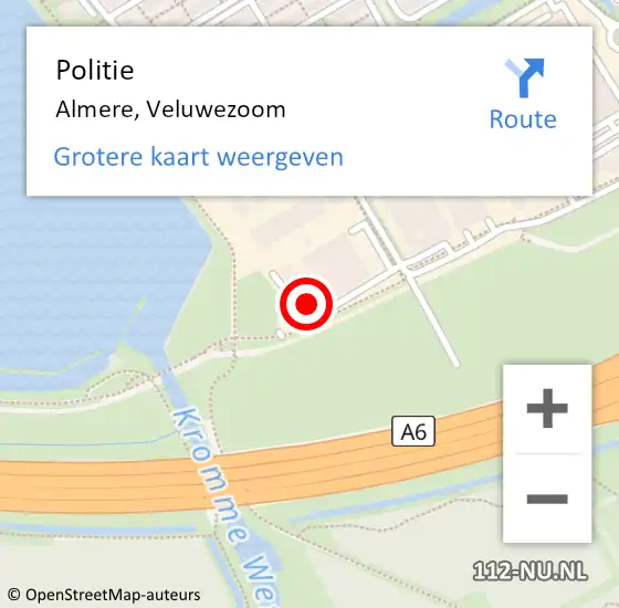 Locatie op kaart van de 112 melding: Politie Almere, Veluwezoom op 4 oktober 2024 19:05