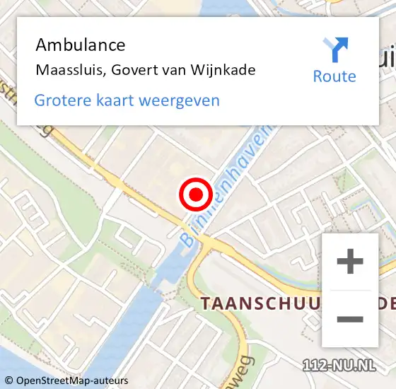 Locatie op kaart van de 112 melding: Ambulance Maassluis, Govert van Wijnkade op 4 oktober 2024 19:08