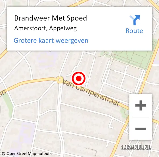 Locatie op kaart van de 112 melding: Brandweer Met Spoed Naar Amersfoort, Appelweg op 4 oktober 2024 19:10