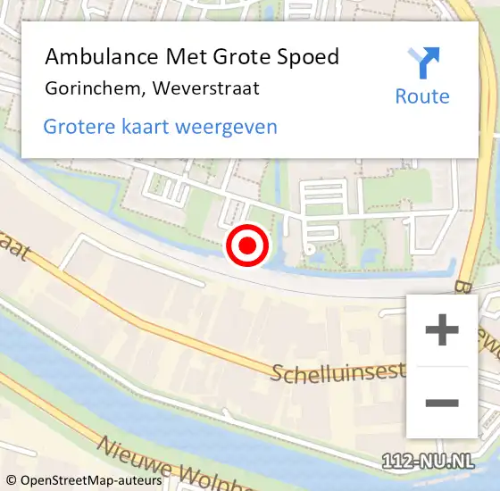 Locatie op kaart van de 112 melding: Ambulance Met Grote Spoed Naar Gorinchem, Weverstraat op 4 oktober 2024 19:16