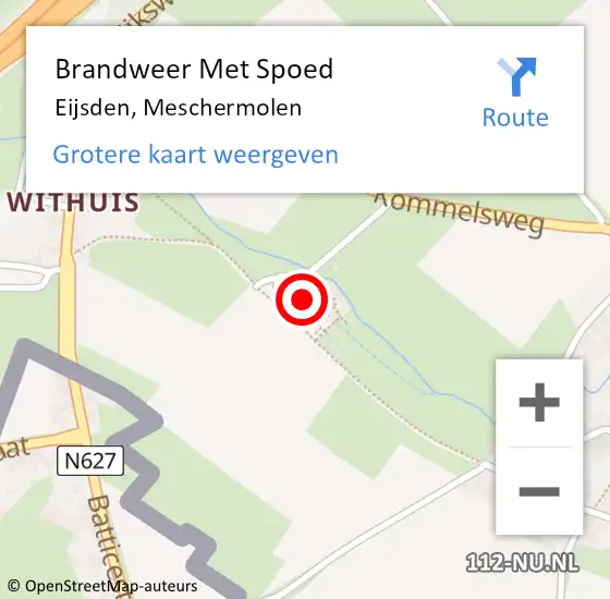 Locatie op kaart van de 112 melding: Brandweer Met Spoed Naar Eijsden, Meschermolen op 4 oktober 2024 19:17