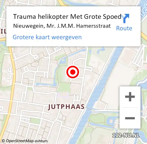 Locatie op kaart van de 112 melding: Trauma helikopter Met Grote Spoed Naar Nieuwegein, Mr. J.M.M. Hamersstraat op 4 oktober 2024 19:17