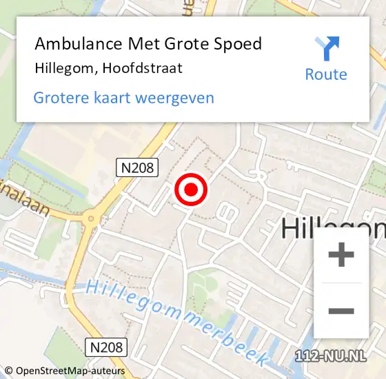 Locatie op kaart van de 112 melding: Ambulance Met Grote Spoed Naar Hillegom, Hoofdstraat op 4 oktober 2024 19:33