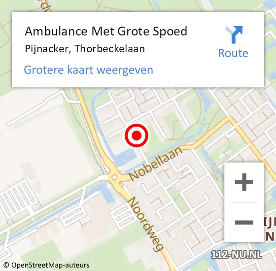 Locatie op kaart van de 112 melding: Ambulance Met Grote Spoed Naar Pijnacker, Thorbeckelaan op 4 oktober 2024 19:35