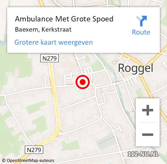 Locatie op kaart van de 112 melding: Ambulance Met Grote Spoed Naar Baexem, Kerkstraat op 4 oktober 2024 19:35