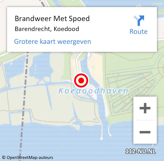 Locatie op kaart van de 112 melding: Brandweer Met Spoed Naar Barendrecht, Koedood op 4 oktober 2024 19:35