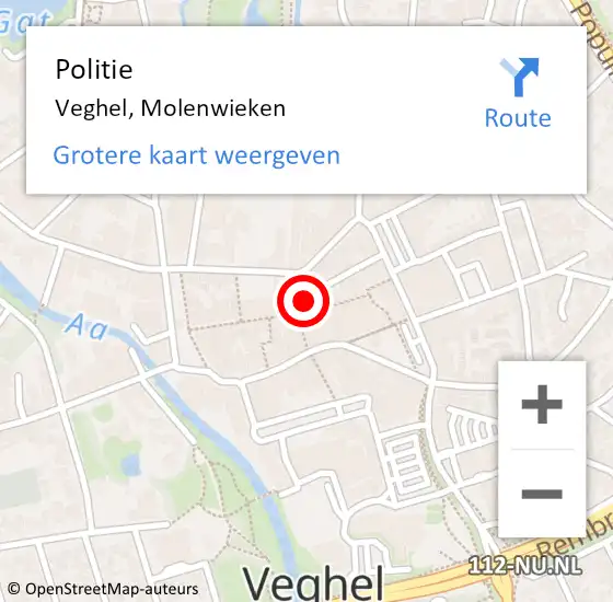 Locatie op kaart van de 112 melding: Politie Veghel, Molenwieken op 4 oktober 2024 19:42