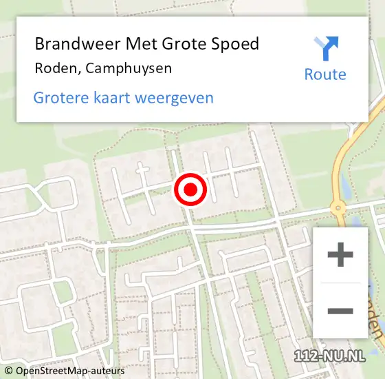 Locatie op kaart van de 112 melding: Brandweer Met Grote Spoed Naar Roden, Camphuysen op 4 oktober 2024 19:42