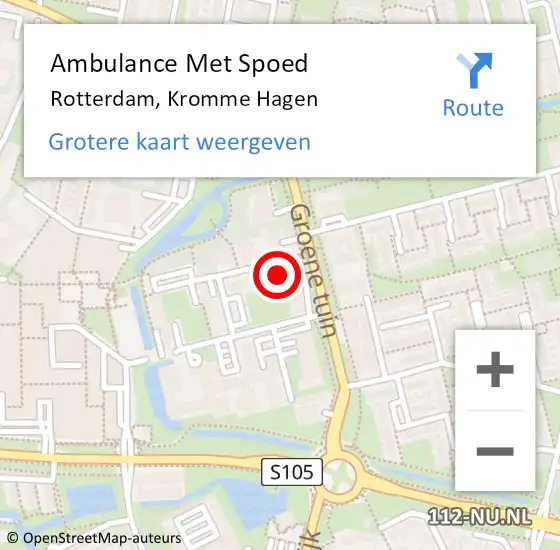 Locatie op kaart van de 112 melding: Ambulance Met Spoed Naar Rotterdam, Kromme Hagen op 4 oktober 2024 19:46