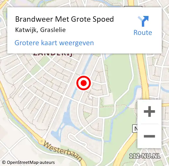 Locatie op kaart van de 112 melding: Brandweer Met Grote Spoed Naar Katwijk, Graslelie op 4 oktober 2024 19:50