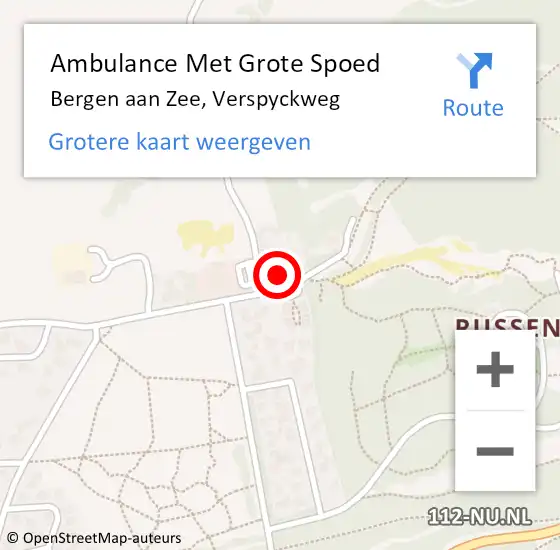 Locatie op kaart van de 112 melding: Ambulance Met Grote Spoed Naar Bergen aan Zee, Verspyckweg op 4 oktober 2024 19:50