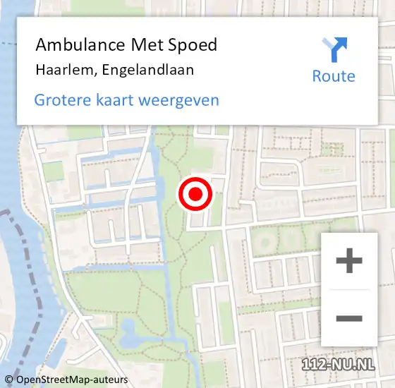 Locatie op kaart van de 112 melding: Ambulance Met Spoed Naar Haarlem, Engelandlaan op 4 oktober 2024 19:52