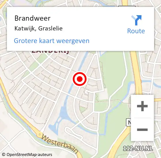 Locatie op kaart van de 112 melding: Brandweer Katwijk, Graslelie op 4 oktober 2024 19:56