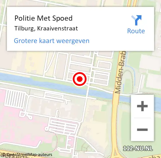 Locatie op kaart van de 112 melding: Politie Met Spoed Naar Tilburg, Kraaivenstraat op 4 oktober 2024 20:26