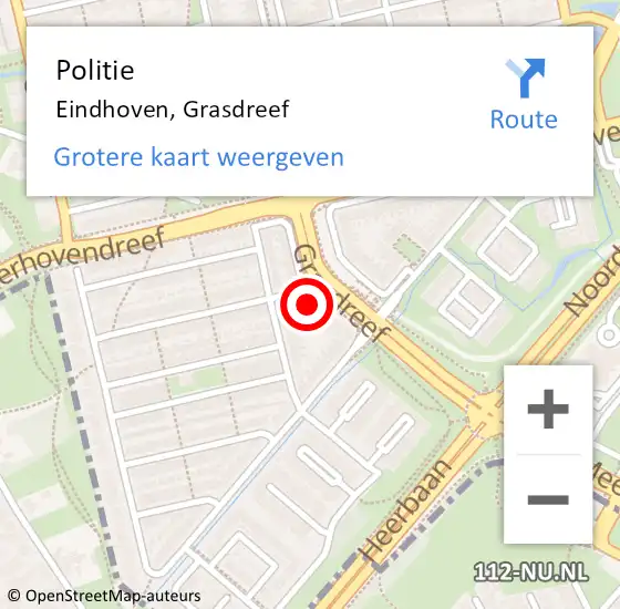 Locatie op kaart van de 112 melding: Politie Eindhoven, Grasdreef op 4 oktober 2024 20:26