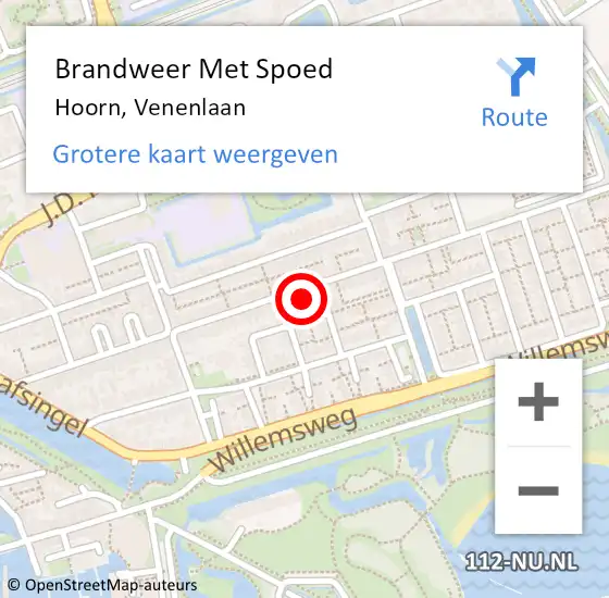 Locatie op kaart van de 112 melding: Brandweer Met Spoed Naar Hoorn, Venenlaan op 4 oktober 2024 20:31