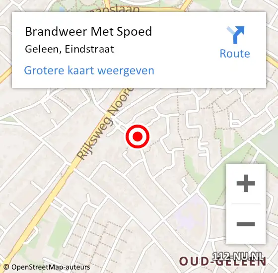 Locatie op kaart van de 112 melding: Brandweer Met Spoed Naar Geleen, Eindstraat op 4 oktober 2024 20:35