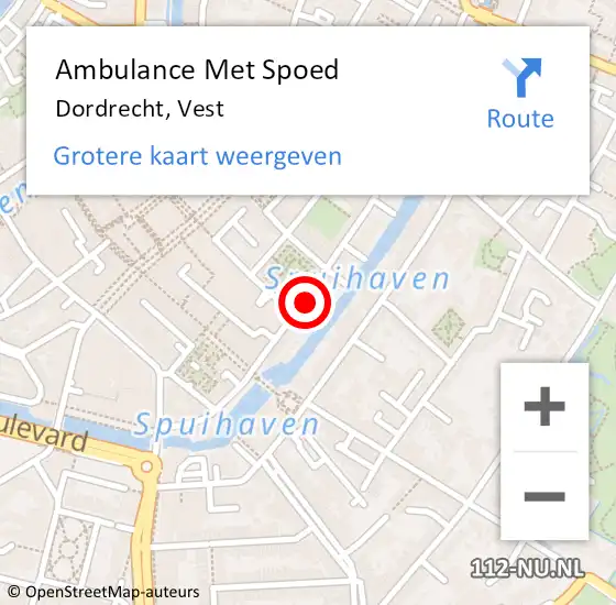 Locatie op kaart van de 112 melding: Ambulance Met Spoed Naar Dordrecht, Vest op 4 oktober 2024 20:49