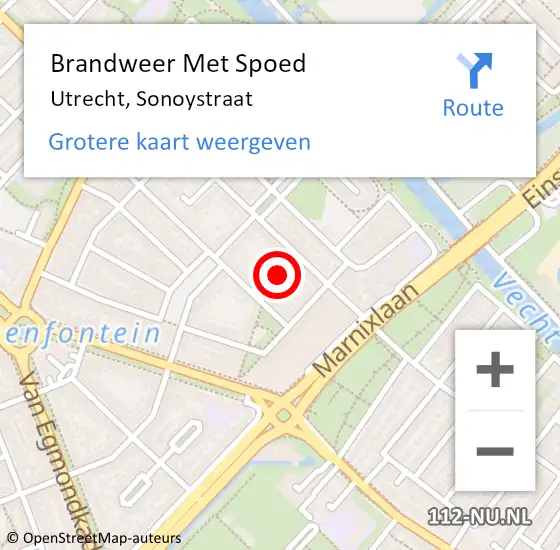 Locatie op kaart van de 112 melding: Brandweer Met Spoed Naar Utrecht, Sonoystraat op 4 oktober 2024 20:50