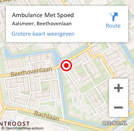 Locatie op kaart van de 112 melding: Ambulance Met Spoed Naar Aalsmeer, Beethovenlaan op 4 oktober 2024 20:50