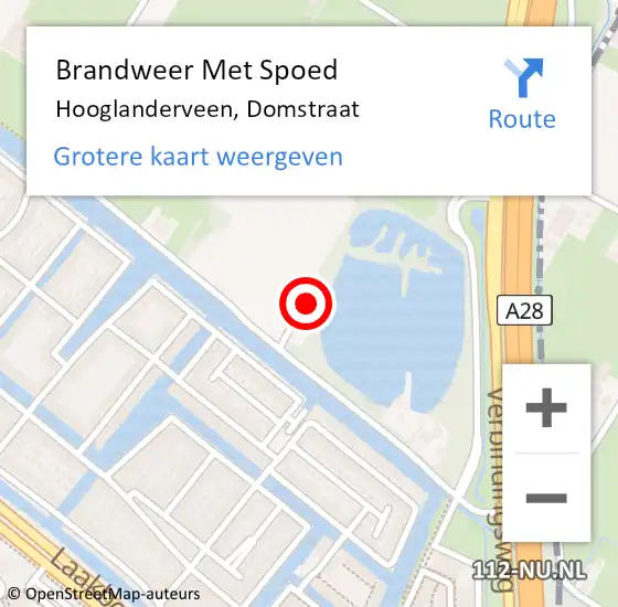 Locatie op kaart van de 112 melding: Brandweer Met Spoed Naar Hooglanderveen, Domstraat op 4 oktober 2024 21:04