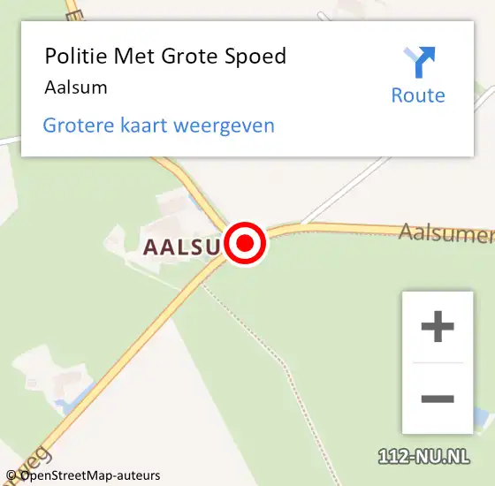 Locatie op kaart van de 112 melding: Politie Met Grote Spoed Naar Aalsum op 4 oktober 2024 21:13