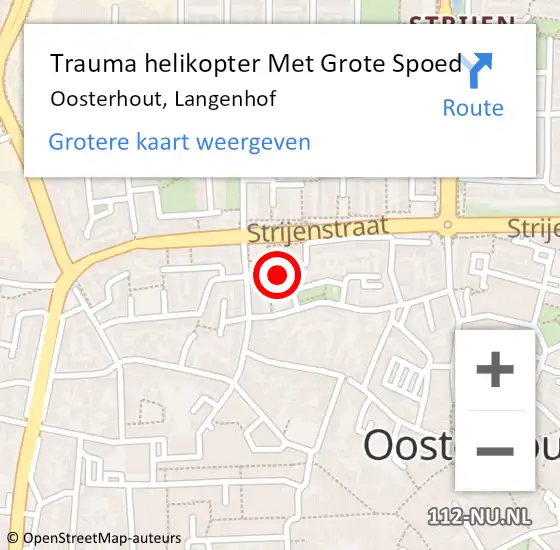 Locatie op kaart van de 112 melding: Trauma helikopter Met Grote Spoed Naar Oosterhout, Langenhof op 4 oktober 2024 21:14