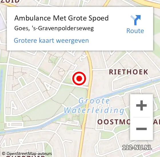 Locatie op kaart van de 112 melding: Ambulance Met Grote Spoed Naar Goes, 's-Gravenpolderseweg op 4 oktober 2024 21:26