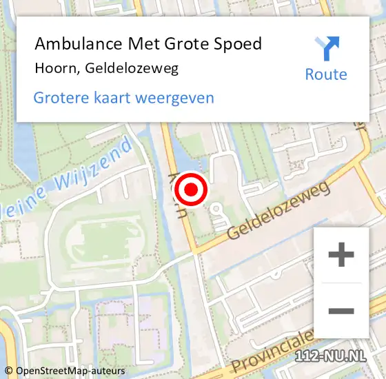 Locatie op kaart van de 112 melding: Ambulance Met Grote Spoed Naar Hoorn, Geldelozeweg op 4 oktober 2024 21:32