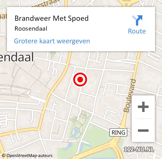 Locatie op kaart van de 112 melding: Brandweer Met Spoed Naar Roosendaal op 4 oktober 2024 21:36