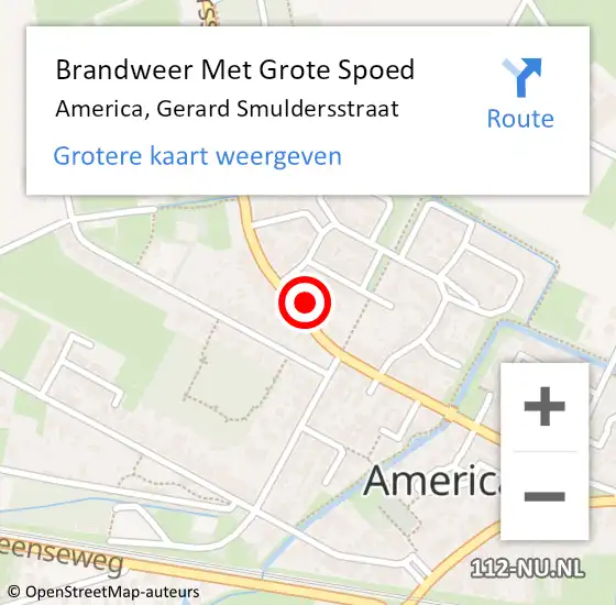 Locatie op kaart van de 112 melding: Brandweer Met Grote Spoed Naar America, Gerard Smuldersstraat op 4 oktober 2024 21:38