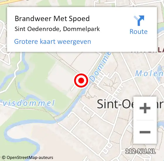 Locatie op kaart van de 112 melding: Brandweer Met Spoed Naar Sint Oedenrode, Dommelpark op 4 oktober 2024 21:46