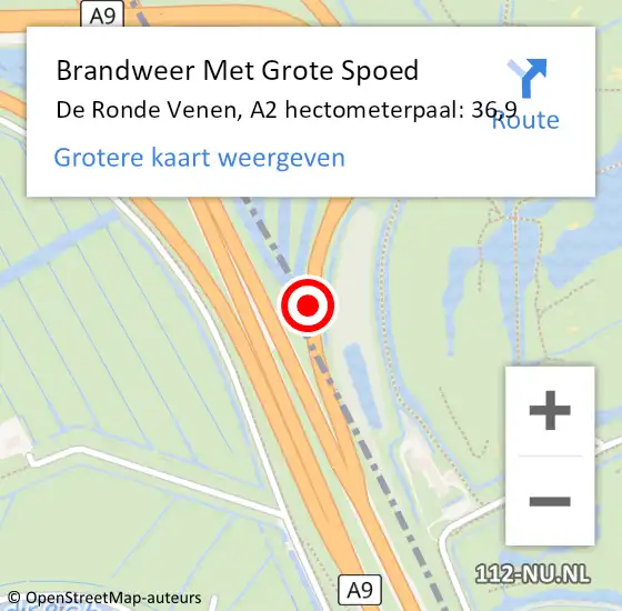 Locatie op kaart van de 112 melding: Brandweer Met Grote Spoed Naar De Ronde Venen, A2 hectometerpaal: 36,9 op 4 oktober 2024 21:55