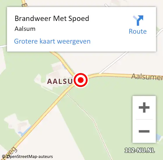 Locatie op kaart van de 112 melding: Brandweer Met Spoed Naar Aalsum op 4 oktober 2024 22:00