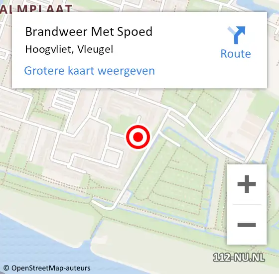 Locatie op kaart van de 112 melding: Brandweer Met Spoed Naar Hoogvliet, Vleugel op 4 oktober 2024 22:03