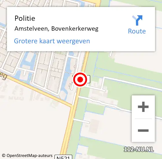 Locatie op kaart van de 112 melding: Politie Amstelveen, Bovenkerkerweg op 22 oktober 2014 10:36