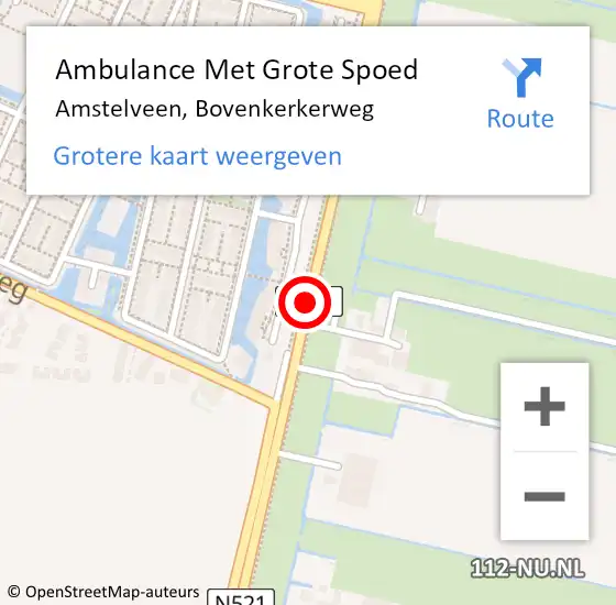 Locatie op kaart van de 112 melding: Ambulance Met Grote Spoed Naar Amstelveen, Bovenkerkerweg op 22 oktober 2014 10:37