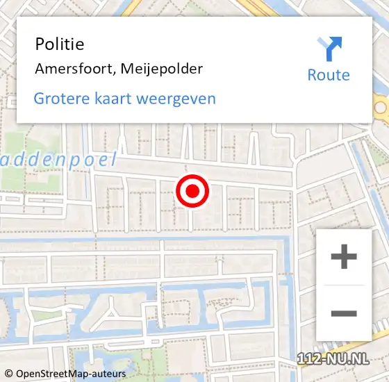 Locatie op kaart van de 112 melding: Politie Amersfoort, Meijepolder op 4 oktober 2024 22:15