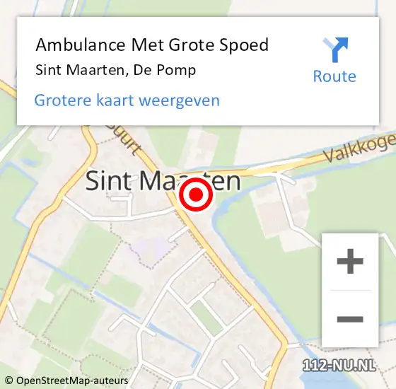 Locatie op kaart van de 112 melding: Ambulance Met Grote Spoed Naar Sint Maarten, De Pomp op 4 oktober 2024 22:29