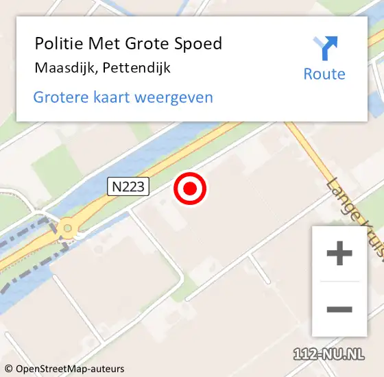 Locatie op kaart van de 112 melding: Politie Met Grote Spoed Naar Maasdijk, Pettendijk op 4 oktober 2024 22:35