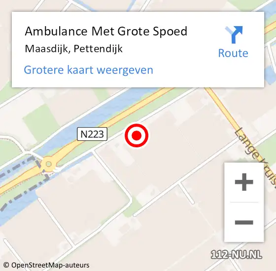 Locatie op kaart van de 112 melding: Ambulance Met Grote Spoed Naar Maasdijk, Pettendijk op 4 oktober 2024 22:37