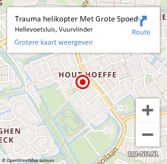 Locatie op kaart van de 112 melding: Trauma helikopter Met Grote Spoed Naar Hellevoetsluis, Vuurvlinder op 4 oktober 2024 23:13