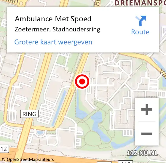 Locatie op kaart van de 112 melding: Ambulance Met Spoed Naar Zoetermeer, Stadhoudersring op 4 oktober 2024 23:28