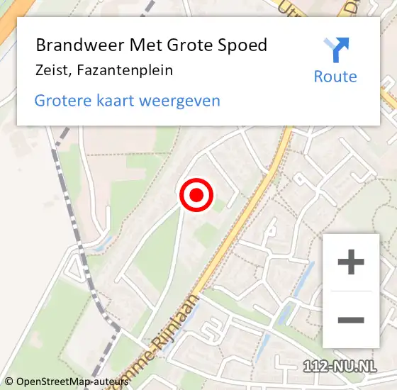 Locatie op kaart van de 112 melding: Brandweer Met Grote Spoed Naar Zeist, Fazantenplein op 4 oktober 2024 23:36