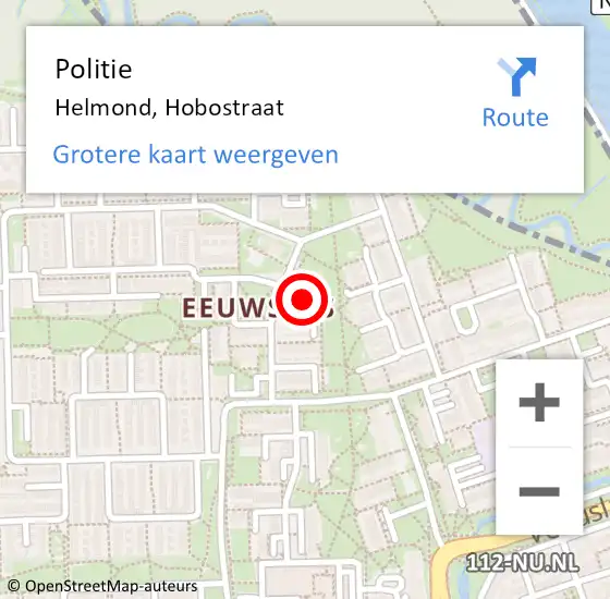 Locatie op kaart van de 112 melding: Politie Helmond, Hobostraat op 4 oktober 2024 23:52