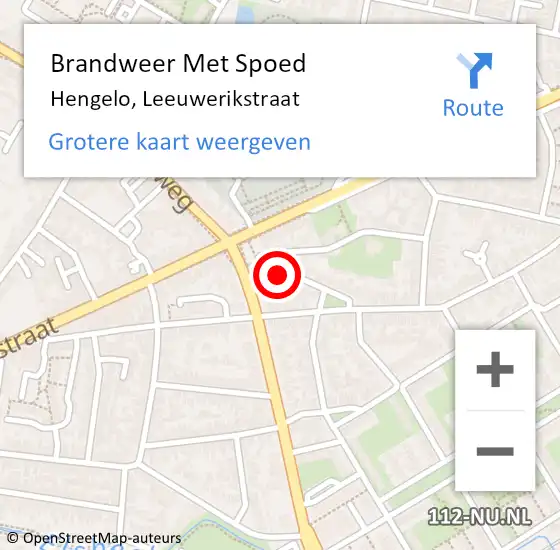 Locatie op kaart van de 112 melding: Brandweer Met Spoed Naar Hengelo, Leeuwerikstraat op 4 oktober 2024 23:59